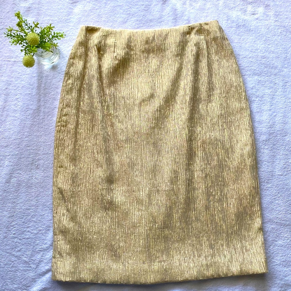 Metallic Gold Pencil Skirt